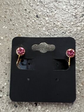 4/$20 Gold-Tone clip on  Earrings with Pink Crystal Studs
